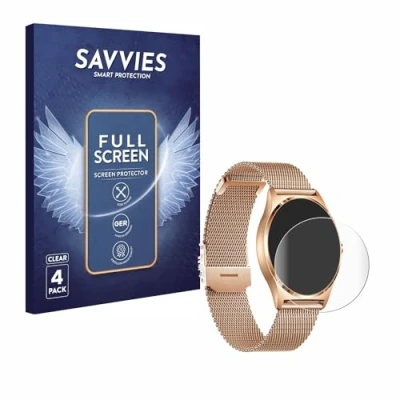 Abbildung von Savvies 4 Stück Full Screen Schutzfolie für Xcoast X Watch Joli XC Pro Cover Displayschutz Folie [3D Curved, Transparent, Anti Fingerabdruck]