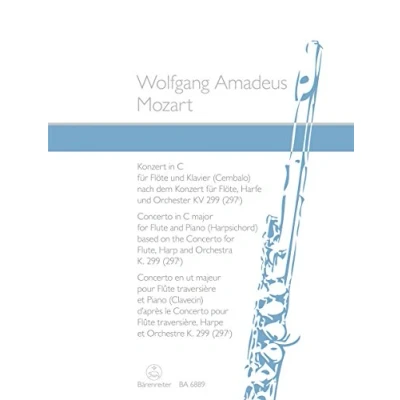 Abbildung von Konzert für Flöte und Klavier (Cembalo) C Dur (nach dem Flöte, Harfe Orchester KV 299 (297c)).Spielpartitur, Stimme