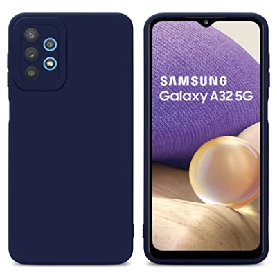 Abbildung von Cadorabo Hülle kompatibel mit Samsung Galaxy A32 5G Schutzhülle TPU Silikon Case Liquid Design Kameraschutz Slim Kratzfest Weiche Gummi Rundumschutz für in Blau