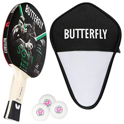 Abbildung von Butterfly 1x Timo Boll SG11 Tischtennisschläger + Hülle 3x 40+ 3*** TT Bälle