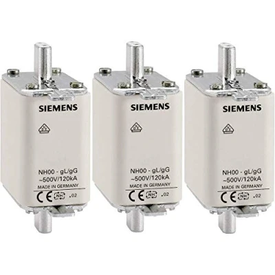 Abbildung von SIEMENS NH Sicherungseinsatz, NH000 50 A spannungsführende Grifflaschen, Stirnkennmelder