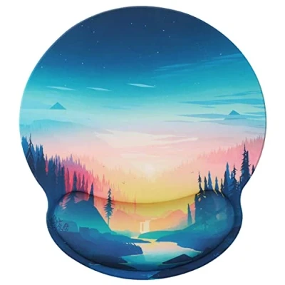 Abbildung von Hosimoln Handballenauflage, bequemes Memory Foam Mauspad mit Handgelenkstütze, rutschfeste Gummi Maus Handgelenkstütze für das Spielen 25x23 Sunset035