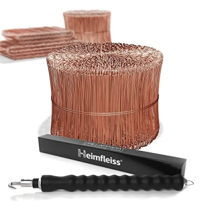 Abbildung von Heimfleiss® Drillapparat Driller + verkupfertem Rödeldraht 1,0 x 100 160 mm (1000 Stk) hochwertiges Set aus Drahtbinder Rödelzange &amp; Bindedraht Sackverschluss Drahtverschluss Ösendraht Drill Draht