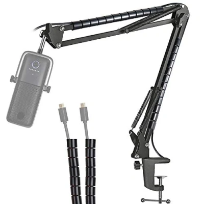 Abbildung von YOUSHARES Wave1 Mikrofon Arm Wave 3 Mikrofonständer Mikrofonarm Halter mit Klipp Montage Boom kompatibel Elgato 1/3 Kondensator Mikrofon, für 3/8&quot; bis 5/8&quot; Adapter Mic