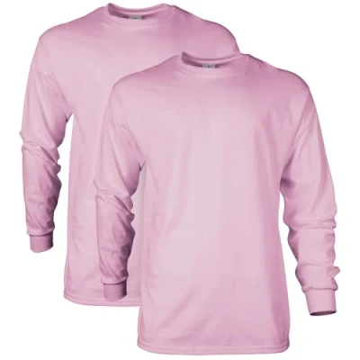 Abbildung von Gildan Unisex Erwachsene Ultra Cotton Long Sleeve, Style G2400, Multipack T Shirt, Hellrosa (2er Pack), XL