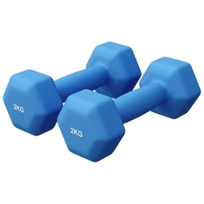 Abbildung von GORILLA SPORTS® Hanteln Set Neopren, 2 x kg, Gusseisen, Blau Hexagon Kurzhanteln, Hantelset, Hantel Gewichte, Kurzhantelset für Pilates, Frauen, Männer, Fitness, Aerobic, Gymnastik
