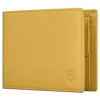 Abbildung von VON HEESEN Leder Geldbörse RFID Schutz I Echtleder Geldbeutel für Damen &amp; Herren Portemonnaie Brieftasche Wallet Portmonee (Gelb)