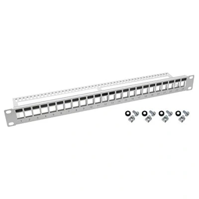 Abbildung von HMF 66445 07 UTP Keystone Patchpanel für Serverschrank 19 Zoll 1 HE 24 Ports RJ45 Lichtgrau