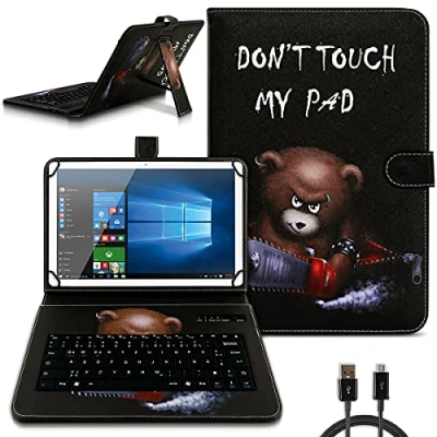 Abbildung von NAmobile Tastatur Hülle QWERTZ Bluetooth kompatibel mit Xiaomi Redmi Pad SE Schutzhülle Cover Tablet Tasche Case Keyboard kabellos Ultra deutsches Layout, Farben:Motiv 2