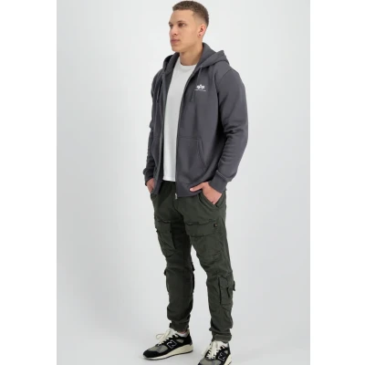 Abbildung von Alpha Industries Basic Hoody SL Sweatjacke, Herren, Größe: Small, Vintage grey