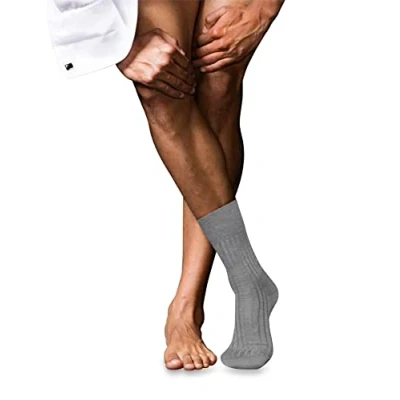 Abbildung von FALKE Herren No. 13 M SO feinste Piuma Baumwolle einfarbig 1 Paar Socken, Grau (Mid Grey Melange 3530), 41 42
