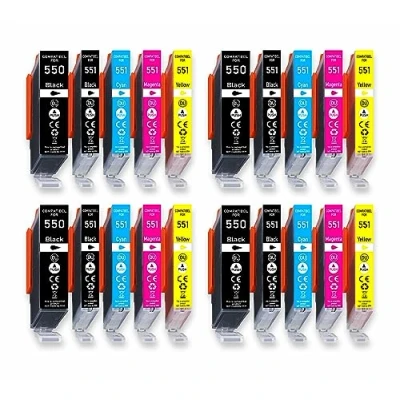 Abbildung von 20er Pack 550XL 551XL Kompatible Druckerpatronen Multipack für Canon PGI CLI Pixma MG5650 MG5550 MG6350 MG6450 IP7250 IP7200 MX725 MX920 MX925 IX6850