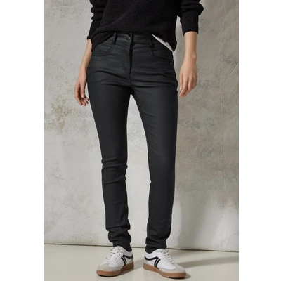 Abbildung von Street ONE Beschichtete HOSE Stoffhose, Damen, Größe: 32x32, Schwarz