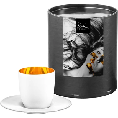 Abbildung von Eisch Espressoglas COSMO PURE WHITE, Made in Germany, 100 ml, Kristallglas, mit 24karätigem Gold veredelt und reinweißem Stein Look versiegelt