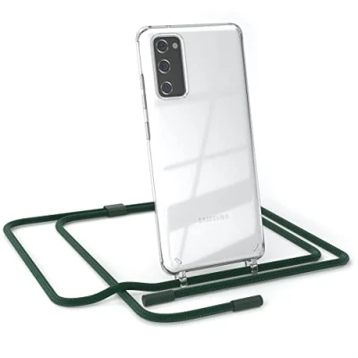 Abbildung von EAZY CASE kombinierbare Handyketten kompatibel mit Samsung Galaxy S20 FE / 5G, Transparente Silikon Hülle Band, abnehmbar durch abschraubbare Endstücke, Gurt zum wechseln, Pinien Grün