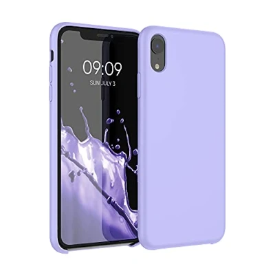 Abbildung von kwmobile Hülle kompatibel mit Apple iPhone XR Silikon Handy Case Handyhülle weiche Oberfläche kabelloses Laden Lavendel