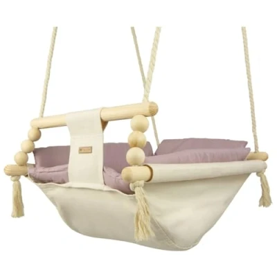 Abbildung von Babyschaukel Kleinkindschaukel Babyliegeschaukel Stoffschaukel Babywippe Wiege (Muster: cremefarben, rosa)