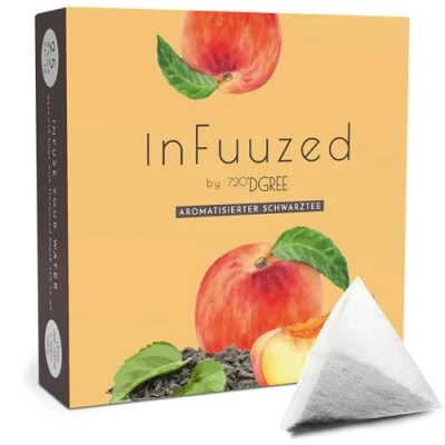 Abbildung von 720DGREE &quot;InFuuzed&quot; Geschmack Eistee Pfirsich 25 Beutel mind. 12,5 Liter Kein Zuckerzusatz, Ohne Kalorien Natürlich lecker für Deine Trinkflasche: Die Getränke Alternative zu Eistee, Limonade