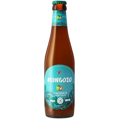 Abbildung von 5 Flaschen Mongozo Coconut Exotic Beer 3,6% Vol.a 330ml inc. 0.40 MEHRWEG Pfand Bier + Kokusnuss