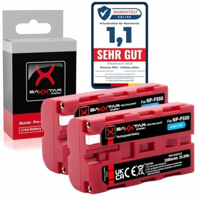 Abbildung von Baxxtar PRO NP F550 F570 Akku 3500 mAh 2X LG Cells Inside CCD RV100 RV200 CN 160 216 304 YN 300 VL 600 LED Video Ninja Phone