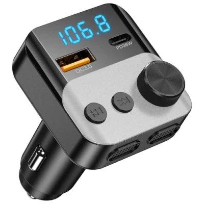 Abbildung von Bluetooth FM Transmitter, ETELIAR Auto Radio Transmitter 18W QC 3.0 &amp; PD 36W KFZ Wireless 5.3 Adapter Freisprecheinrichtung Car Kit