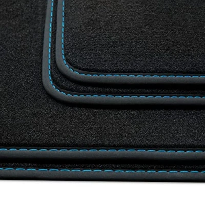 Abbildung von teileplus24 HQ 261 Fußmatten kompatibel mit BMW 4er Gran Coupé G26 2021 Deluxe Velours, Naht:Blau