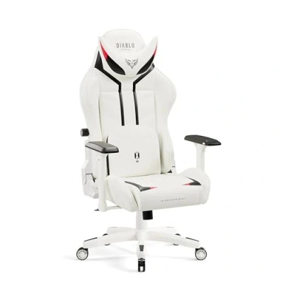 Abbildung von Diablo X Ray Gaming Stuhl Bürostuhl Gamer Chair Schreibtischstuhl 4D Armlehnen Ergonomisches Design Kunstleder Perforation Wippfunktion Weiß Schwarz Normal (L)