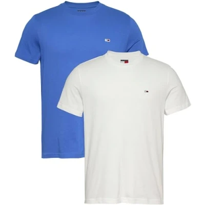 Abbildung von Tommy Jeans 2 PACK Tshirt basic, Herren, Größe: 46, Ecru/tempo blue