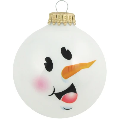 Abbildung von Krebs Glas Lauscha Weihnachtsbaumkugel CBK90232, Weihnachtsdeko, Christbaumschmuck, Christbaumkugeln (4 St), Schneemann Gesicht