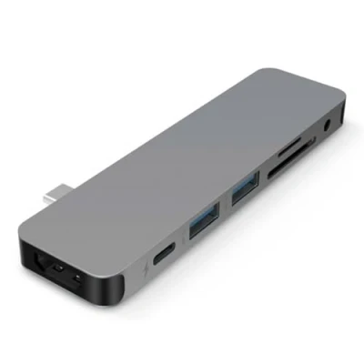 Abbildung von Hyperdrive Solo PC &amp; Apple Macbookusb C Adapter 7in1 Multiport Hub (HDMI, USB 60W Power, 2X USB3.1, Microsd/Sdcard Reader, Audio Jack) Space Gray