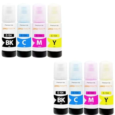 Abbildung von Amaprint 8 XL Tinte kompatibel mit Epson 104 passend für EcoTank ET 1810 2710 2711 2712 2714 2715 2720 2721 2726 2810 2811 2812 2814 2815 2820 2821 2825 2826 4700 4800 (8 x 70ml)