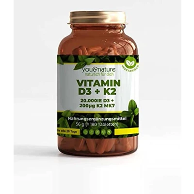 Abbildung von You&amp;Nature Vitamin D3 + K2 MK7 20.000 IE 200 µg 180 Tabletten Tabletten, er 0.056 g