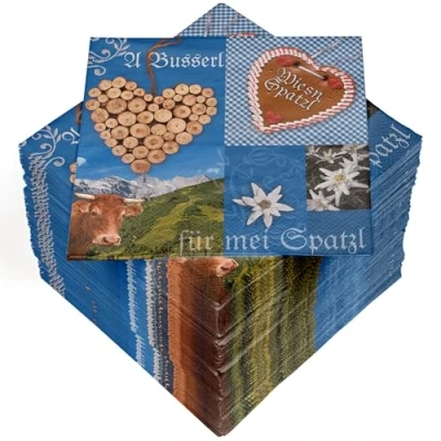 Abbildung von HEKU 100 Servietten, 3 lagig, 33x33cm I Saugstark und praktisch verpackt Ideal für Hochzeiten, Jubiläen besondere Anlässe, Wiesn