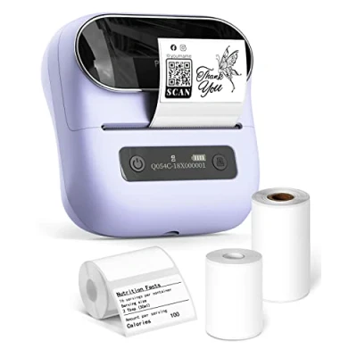 Abbildung von Phomemo M220 Etikettendrucker, Bluetooth Etikettendrucker für Barcode, Adresse, Haus, Mailing, Kleingewerbe, Kleidung, Lila tragbarer mit 3 Rollen Etiketten