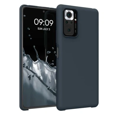Abbildung von kwmobile Hülle kompatibel mit Xiaomi Redmi Note 10 Pro Silikon Handy Case Handyhülle weiche Oberfläche kabelloses Laden Dunkler Schiefer