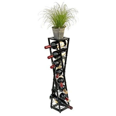 Abbildung von DanDiBo Weinregal Design Metall Schwarz Blumensäule Esperanza 80 cm Flaschenregal Stehend Flaschenständer Flaschenhalter Blumenständer, auch als Rankhilfe nutzbar