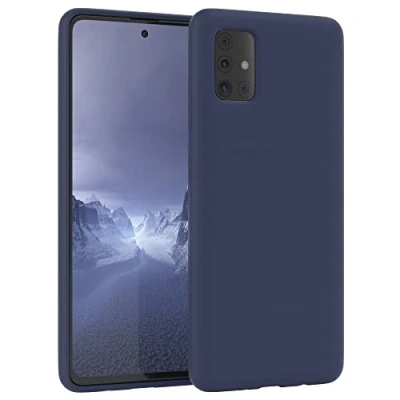 Abbildung von EAZY CASE Premium Silikon Handyhülle kompatibel mit Samsung Galaxy A51, Slimcover Kameraschutz und Innenfutter, Silikonhülle, Schutzhülle, Bumper, Handy Case, Hülle, Softcase, Nacht Blau