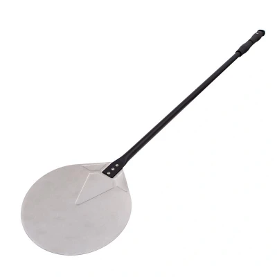 Abbildung von HENDI Pizzaschaufel rund 120 x 23 cm runde Schaufel mit Schiebegriff, Gasto Pizzeria Edelstahl Pizzaschieber perforiert