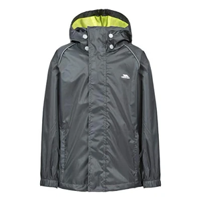Abbildung von Trespass Neely II, Flint, 3/4, Wasserdichte Jacke mit abnehmbarer Kapuze für Kinder / Unisex Mädchen und Jungen, 3 4 Jahre, Grau