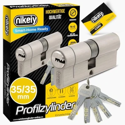 Abbildung von GERCAR Pro+ Profil Zylinder 35/35 N+G Schließzylinder mit Not und Gefahrenfunktion Zylinderschloss Türschloss Borschutz 5 Schlüssel (extra lang) CodeCard 70 mm A:35 B:35 1 x