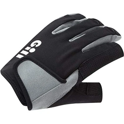 Abbildung von Gill Deckhand Segelhandschuhe Langfinger mit freiliegendem Zeigefinger und Daumen 50+ UV Sonnenschutz wasserabweisend (Schwarz, XXL)