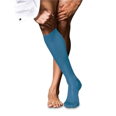 Abbildung von FALKE Herren Kniestrümpfe No. 9 M Kh Baumwolle lang einfarbig 1 Paar, Blau Nautical 6531, 39 40