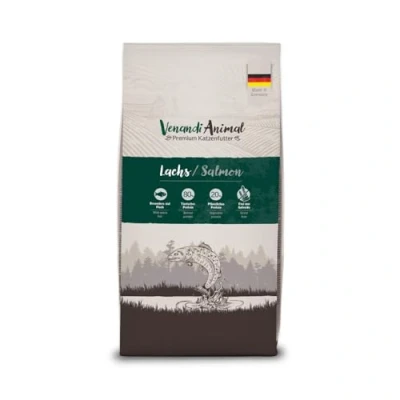 Abbildung von Venandi Animal Premium Trockenfutter für Katzen Lachs, 1er Pack (1 x 6,5kg), getreidefrei mit viel frischem Fleisch
