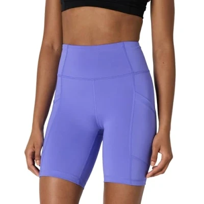 Abbildung von Amazon Essentials Damen 18 cm Active Sculpt Radlerhose mit hohem Bund und Taschen, Purpur, L