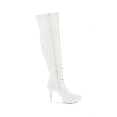 Abbildung von LASCANA Belle Affaire Overkneestiefel mit Plateau und Lack Optik, reizvolle High Heel Stiefelette