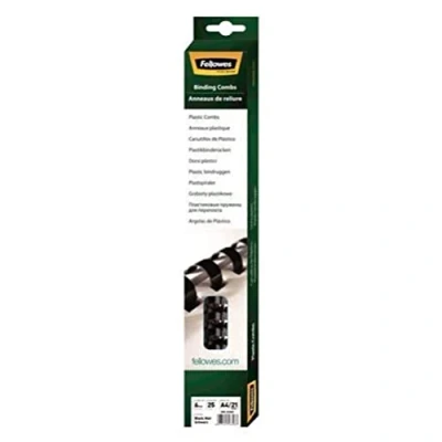 Abbildung von Fellowes Binderücken für Plastikbindung, 6 mm Durchmesser, 21 Ringe, A4 Dokumente, blau, Packung mit 25 Stück