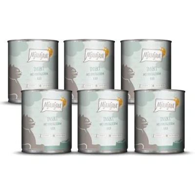Abbildung von MjAMjAM Premium Nassfutter für Katzen Insekt mit vorzüglichem Kalb, 6er Pack (6 x 800 g), getreidefrei Insektenprotein