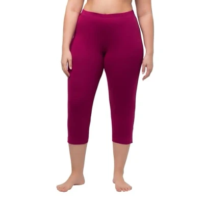 Abbildung von Ulla Popken RÖSSEN BIS Capri Klassische 7/8 IN UNI Enganliegende Leggings Hosen, Damen, Größe: 62/64, Magnolienrot