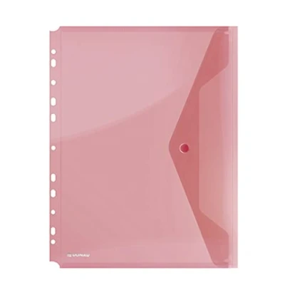 Abbildung von DONAU Kuvertmappe mit Klammer 8540001PL 04 Rot, Dokumententasche zum Abheften Dokumentenmappe/ Sammelmappe Eurolochung Transparent für Schule Büro Qualität PP öko/Kunststoff Plastik