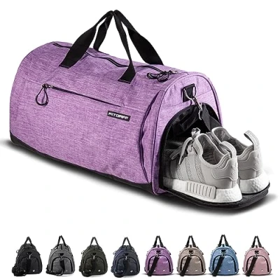 Abbildung von Fitgriff® Sporttasche &amp; Reisetasche für Damen und Herren mit Schuhfach Nassfach Tasche Sport, Fitness Reisen Trainingstasche, Gym Bag (Purple, 48 x 26 25 cm (Small))
